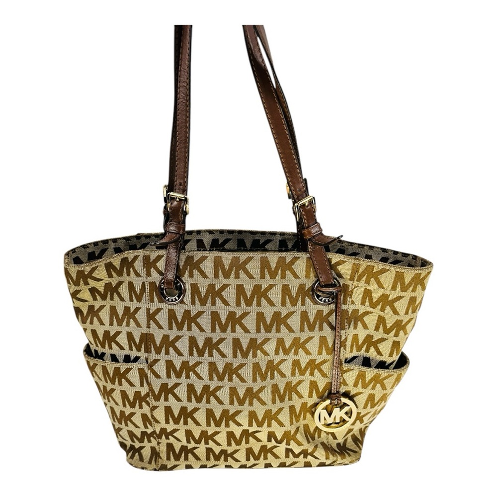 Michael Kors Jet Set Logo Print Signature Tote Handbag
